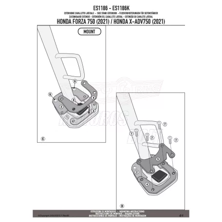 Oldalsztender talp HONDA FORZA 750 (21-23) / HONDA X-ADV 750 (21-25) GIVI