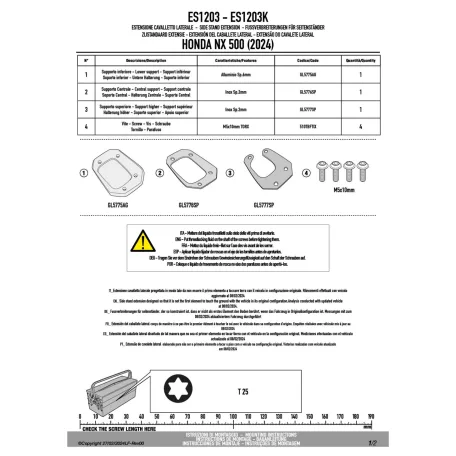 Oldalsztender talp HONDA NX 500 (2024-2025) GIVI