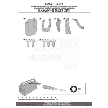   Oldalsztender talp YAMAHA MT-09 Tracer (15-17) / XSR 900 (16-21) / Niken 900 (19-24) / Niken GT 900 (19-24) / Tracer 900 / Tracer 900 GT (18-20) GIVI