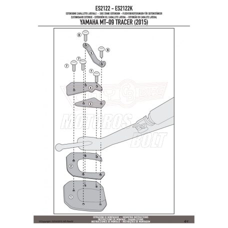 Oldalsztender talp YAMAHA MT-09 Tracer (15-17) / XSR 900 (16-21) / Niken 900 (19-24) / Niken GT 900 (19-24) / Tracer 900 / Tracer 900 GT (18-20) GIVI