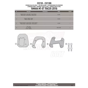   Oldalsztender talp YAMAHA MT-07 Tracer (2016-2019) / YAMAHA Tracer 700 (2020-2024) GIVI