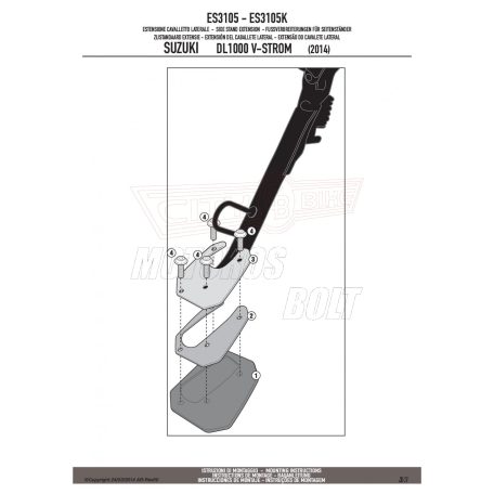 Oldalsztender talp SUZUKI V-Strom 1050 (20 > 24) / V-Strom 1050 XT (20 > 24) / DL 1000 V-Strom (14 > 19) GIVI