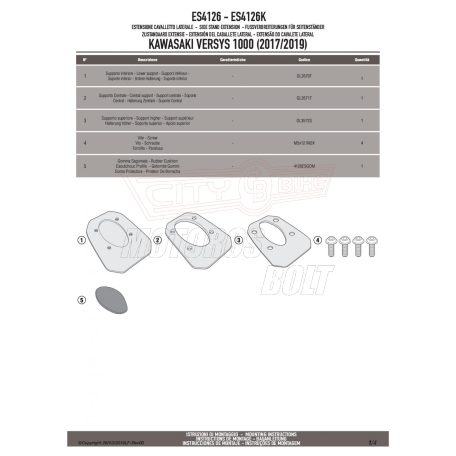 Oldalsztender talp KAWASAKI Versys 1000 / Versys 1000 SE (19 > 24) / Versys 1000 (17 > 18) GIVI