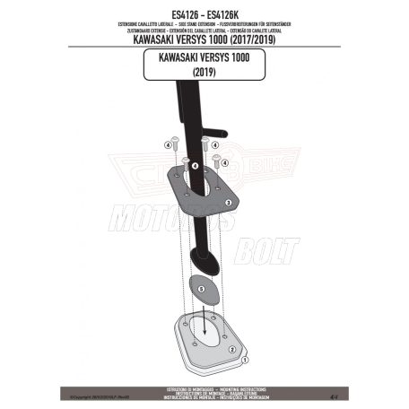 Oldalsztender talp KAWASAKI Versys 1000 / Versys 1000 SE (19 > 24) / Versys 1000 (17 > 18) GIVI