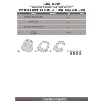   Oldalsztender talp BMW F 650 GS / F 800 GS (08-17) / F 800 GS Adventure (13-18) GIVI
