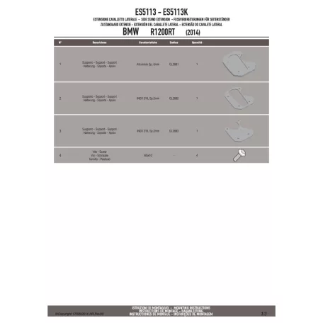 Oldalsztender talp BMW R 1200 RT (2014-2018), BMW R 1250 RT (2019-2025) GIVI