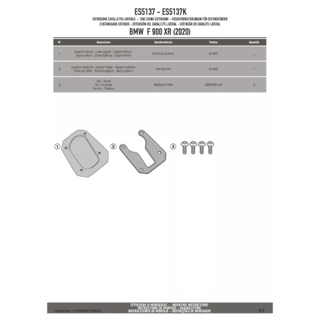 Oldalsztender talp BMW F 900 R (20-25) / F 900 XR (20-25) GIVI