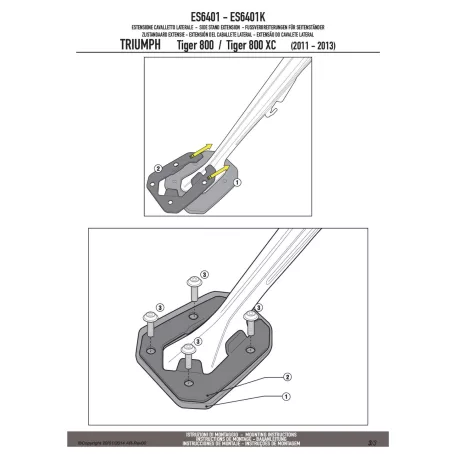 Oldalsztender talp TRIUMPH Tiger 800 / 800 XC / 800 XR (2011-2017) GIVI