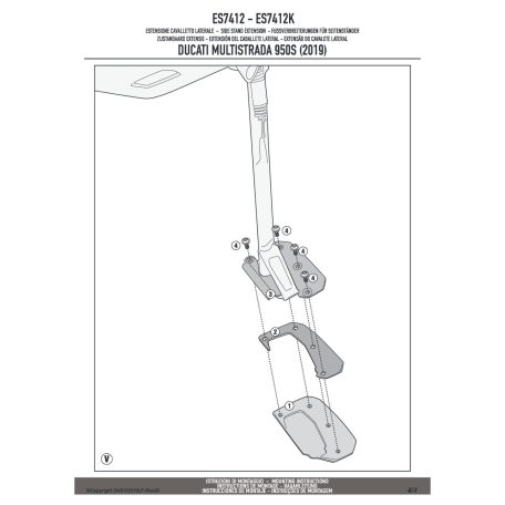 Oldalsztender talp Ducati Multistrada 950 S (19-21) / Multistrada Enduro 1260 (19-21) GIVI