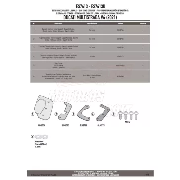   Oldalsztender talp DUCATI Multistrada V4 - V4 S (21 > 26) / Desert X 937 (22-26) GIVI