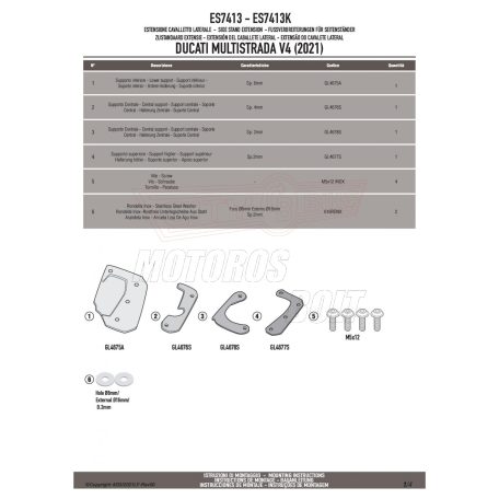 Oldalsztender talp DUCATI Multistrada V4 - V4 S (21 > 24) / Desert X 937 (22-24) GIVI