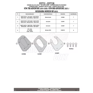   Oldalsztender talp KTM 890 Adventure (21 > 22) és (23 > 26) / 790 Adventure R (19 > 20) / 790 Adventure (19 > 20) GIVI
