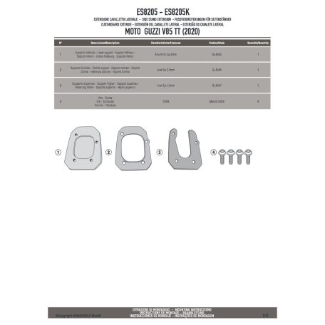 Oldalsztender talp MOTO GUZZI V85 TT (2020-2023) GIVI