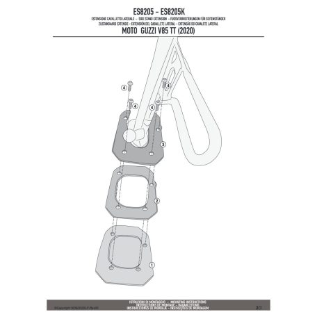 Oldalsztender talp MOTO GUZZI V85 TT (2020-2023) GIVI