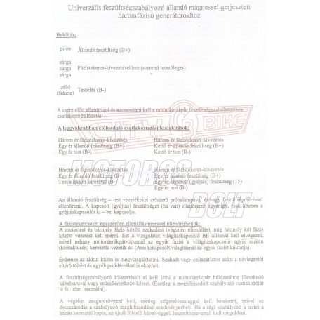 Feszültségszabályozó 12V 3 fázisú   5 kábeles