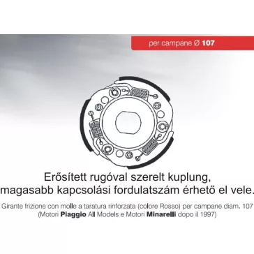 Kuplung YAMAHA 50/ PIAGGIO 107mm erősített BRENTA