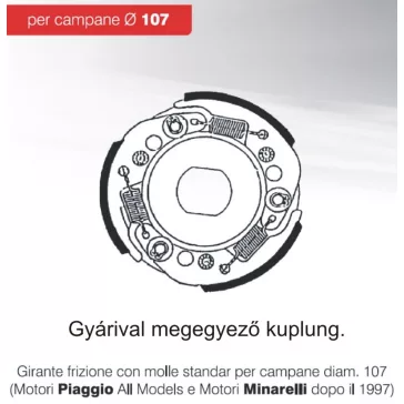 Kuplung YAMAHA 50/ PIAGGIO 107mm normál BRENTA