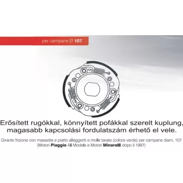 Kuplung YAMAHA 50/ PIAGGIO 107mm könnyített BRENTA