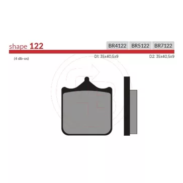 BRENTA fékbetét FT4122 (4db-os) 9mm szinter