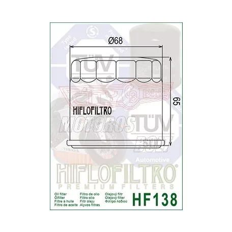 Olajszűrő HIFLOFILTRO HF 138