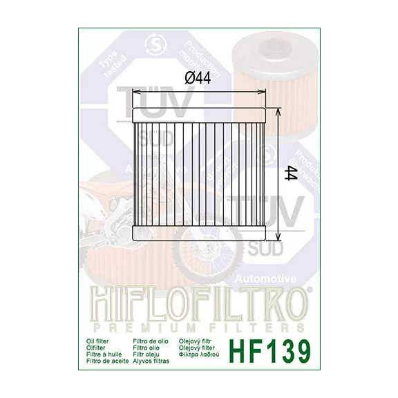 Olajszűrő HIFLOFILTRO HF 139 Olajszűrő HIFLOFILTRO HF 139