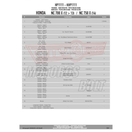 Kézvédő HONDA NC700X (2012-2013) / NC750X / NC750X DCT (2014-2015) / NC750S (2016-2020) / NC750X (2016-2020) GIVI