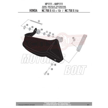 Kézvédő HONDA NC700X (2012-2013) / NC750X / NC750X DCT (2014-2015) / NC750S (2016-2020) / NC750X (2016-2020) GIVI