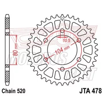 Lánckerék hátsó JT 478