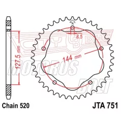 Lánckerék hátsó JT 751