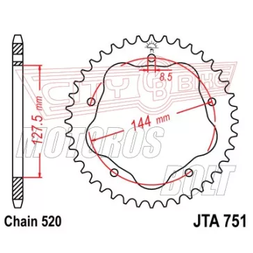 Lánckerék hátsó JT 751