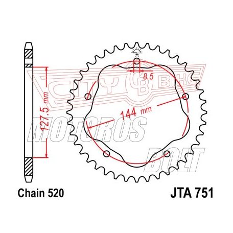 Lánckerék hátsó JT 751