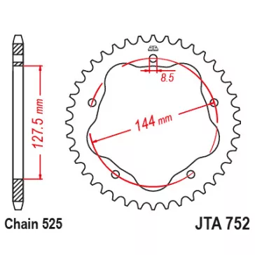 Lánckerék hátsó JT 752