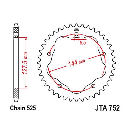 Lánckerék hátsó JT 752