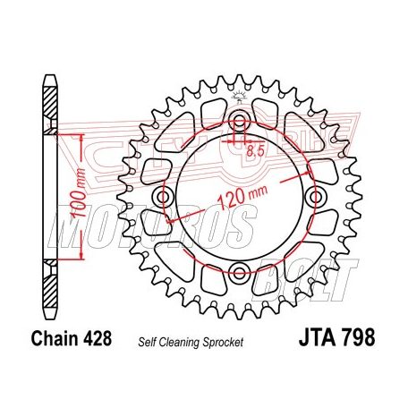 Lánckerék hátsó JT 798