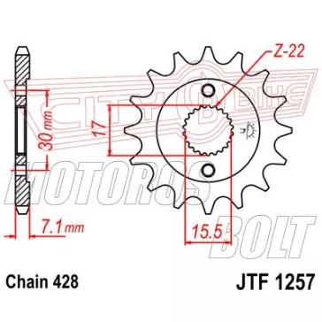 Lánckerék első JT 1257