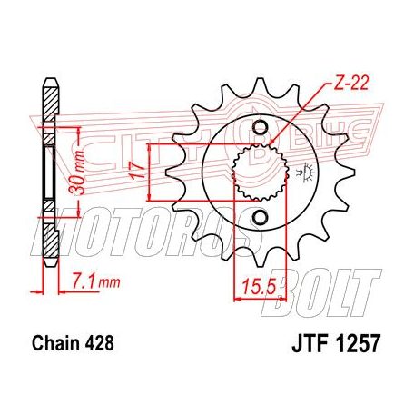 Lánckerék első JT 1257-15