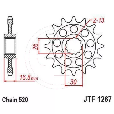 Lánckerék első JT 1267-16RB