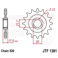 Lánckerék első JT 1381-15RB