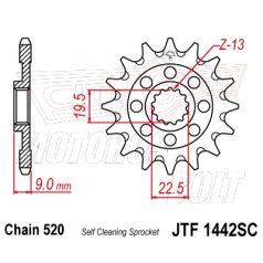 Lánckerék első JT 1442 SC