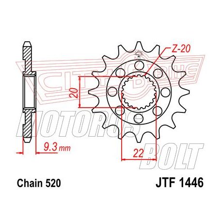 Lánckerék első JT 1446