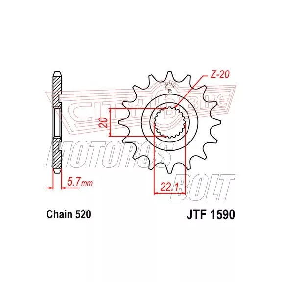 Lánckerék első JT 1590 Lánckerék első JT 1590