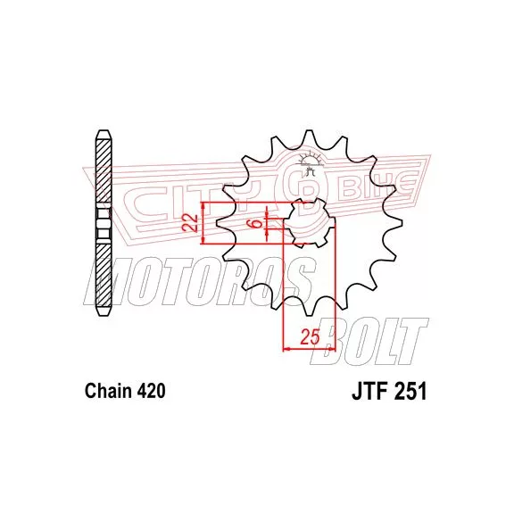 Lánckerék első JT 251-16 Lánckerék első JT 251-16