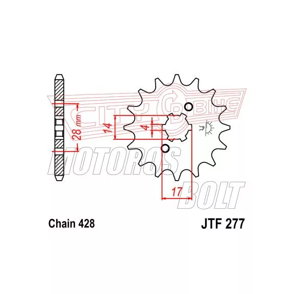 Lánckerék első JT 277-14 Lánckerék első JT 277-14