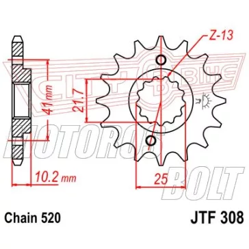 Lánckerék első JT 308-14RB