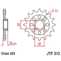 Lánckerék első JT 313-16