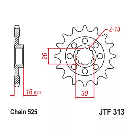 Lánckerék első JT 313-16