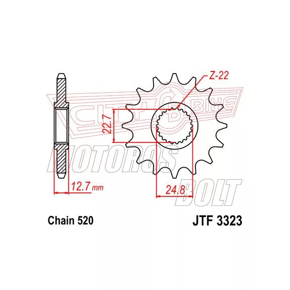 Lánckerék első JT 3323-24 Lánckerék első JT 3323-24