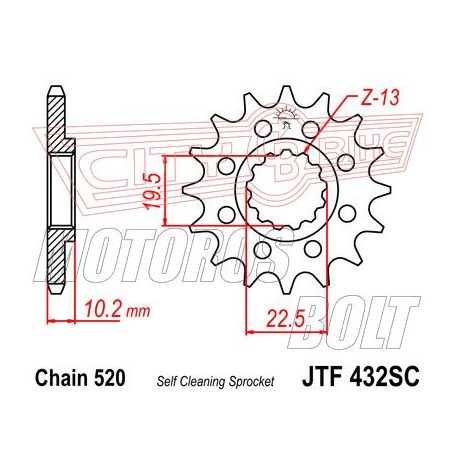 Lánckerék első JT 432 SC