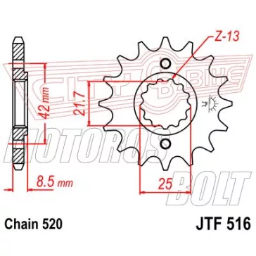 Lánckerék első JT 516