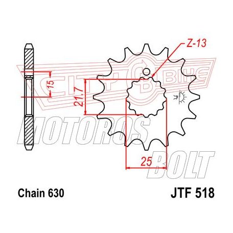 Lánckerék első JT 518